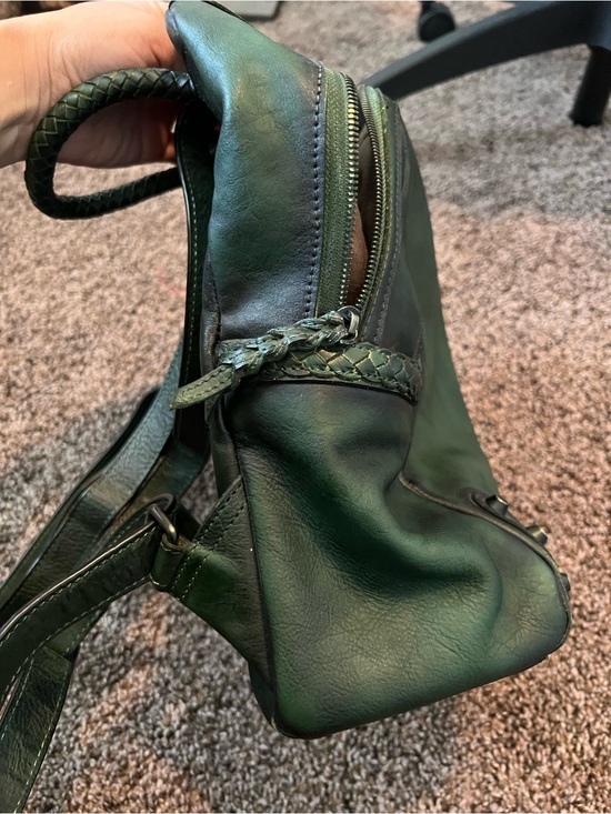 Classic Vintage style Genuine Dark Green Leather Backpack- IVTG main image 4